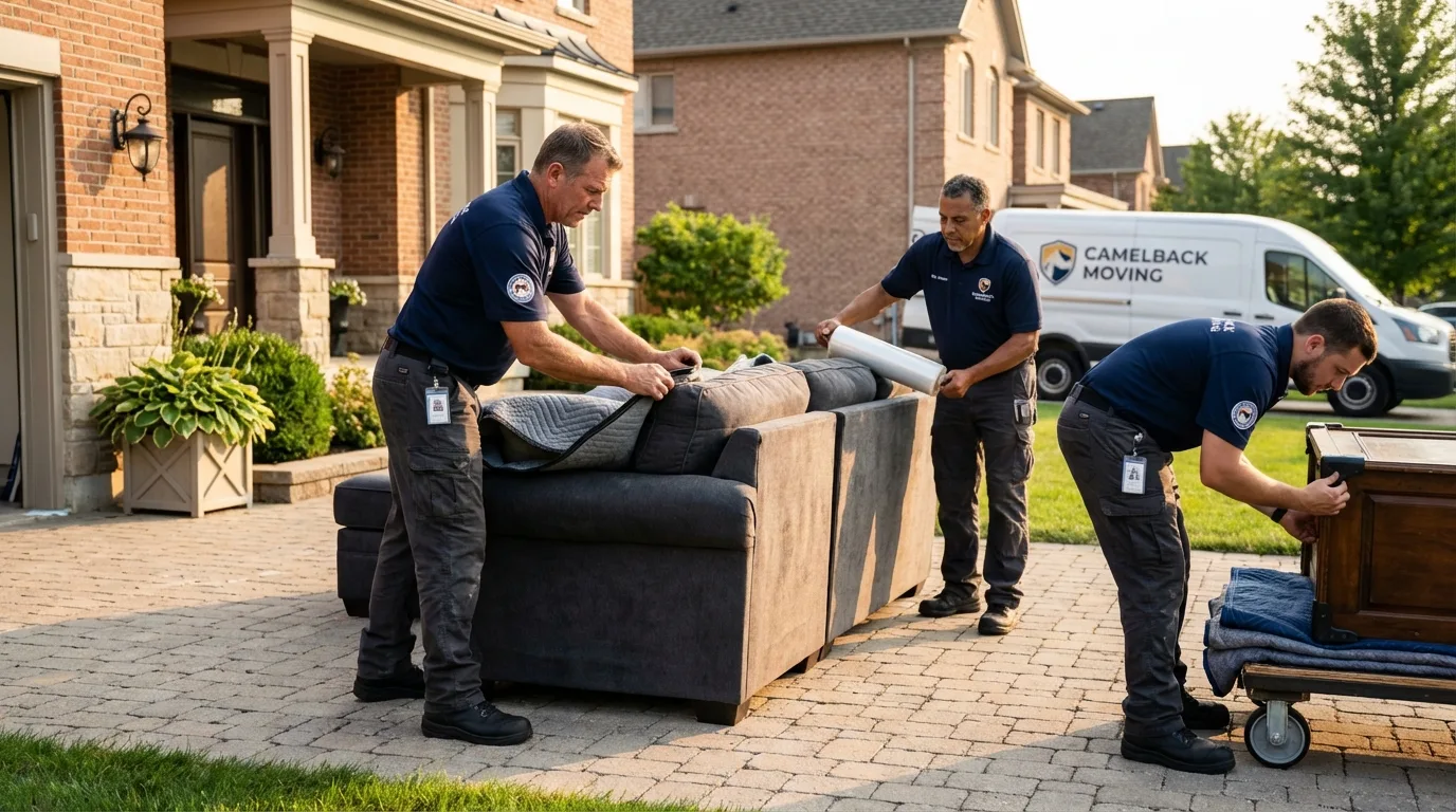 Large estate moving crew wrapping furniture in Las Animas, CO